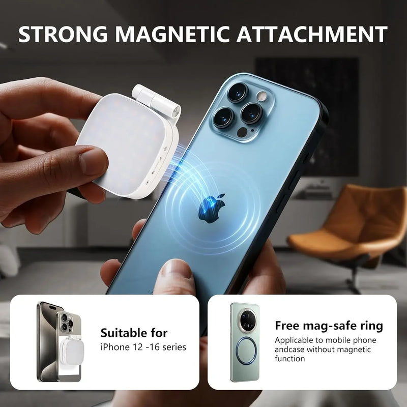 Luz selfie magnética - 360° - com espelho