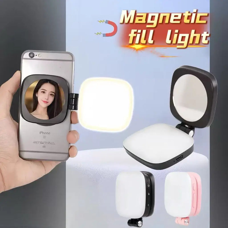 Luz selfie magnética - 360° - com espelho